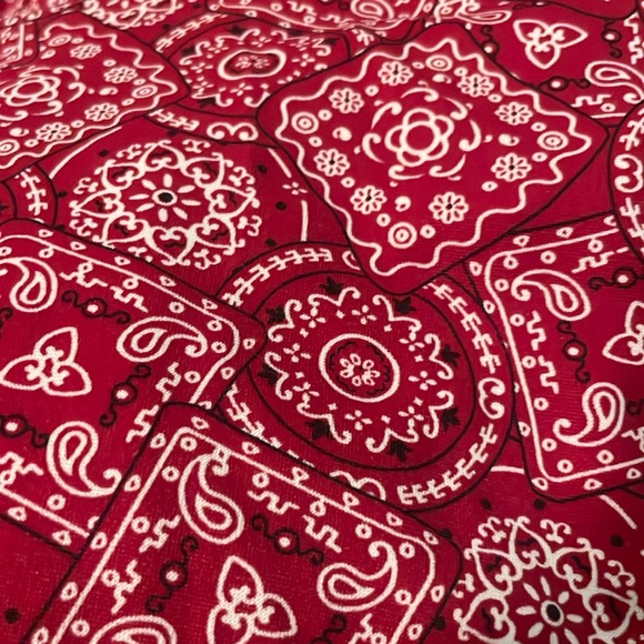 Beautiful Red Handkerchief Printed Shift Spaghetti Strap Dress Ties in Front - Picture 2 of 2